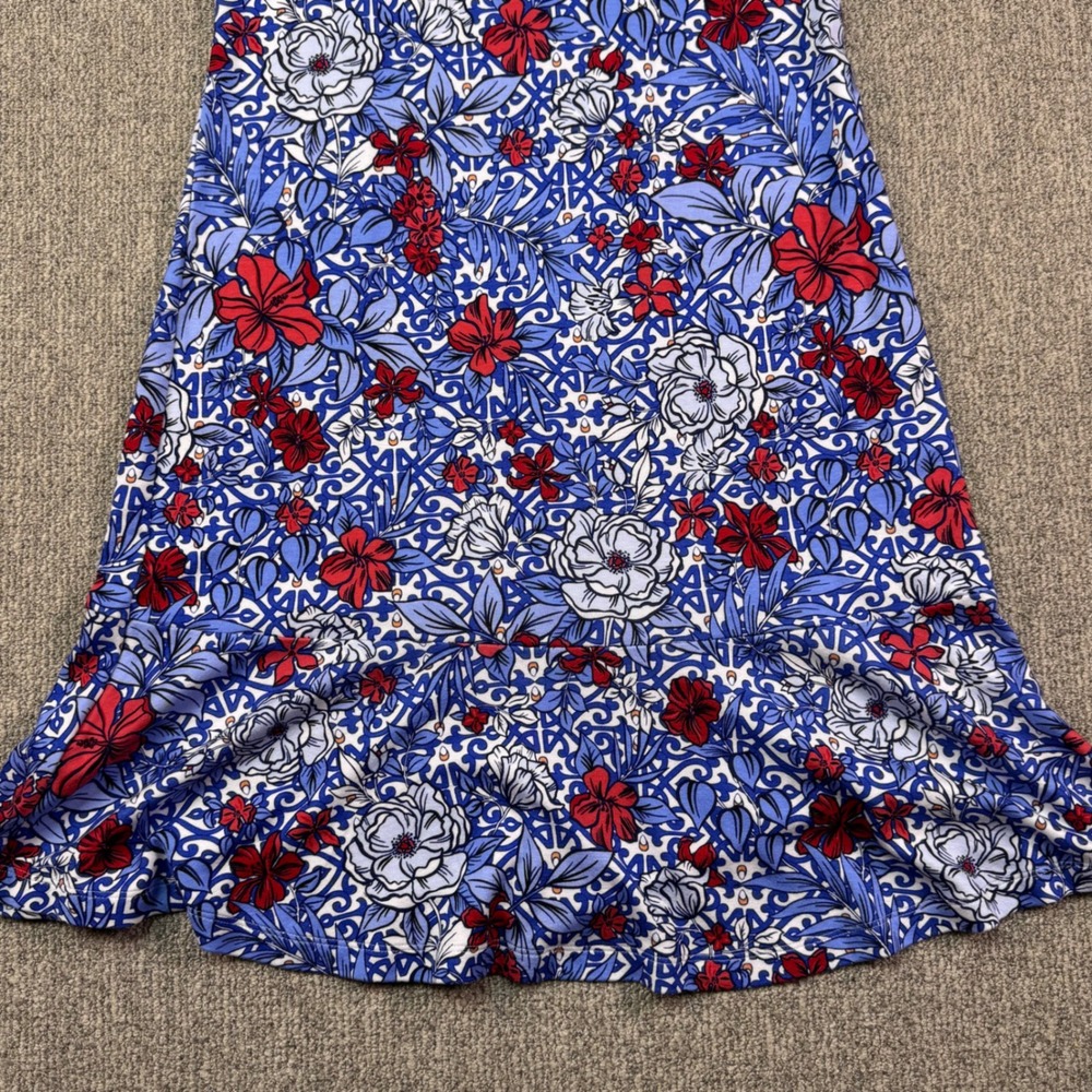 Tommy Bahama Blue Floral Sleeveless Midi Dress S/P Petite Zip Back - Picture 7 of 10